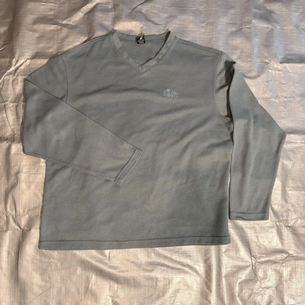 Vintage Lowe Alpine Aleutian Fleece Sweater Mens Large V Neck Green Made in Cana